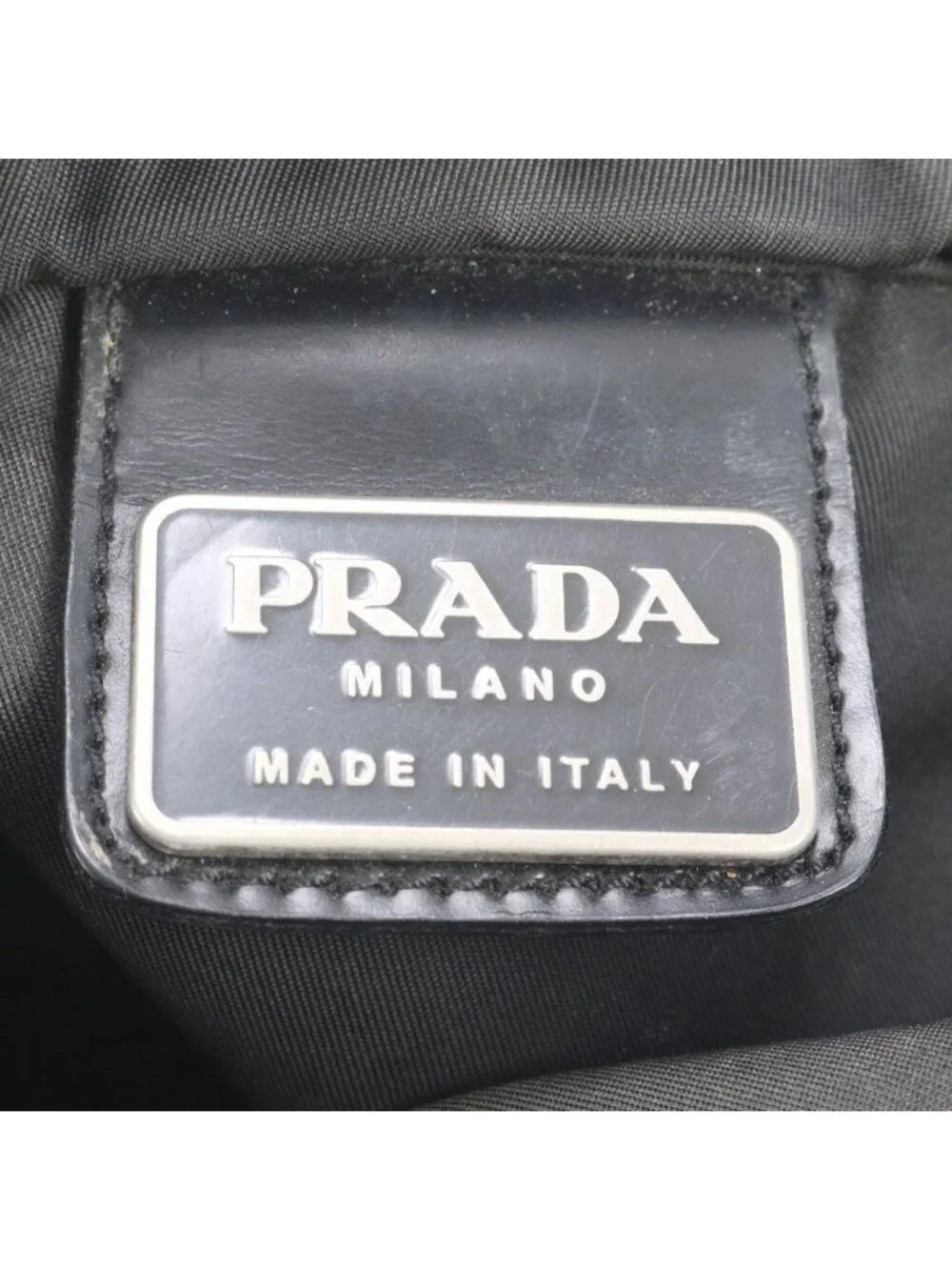 Prada Tessuto Nylon Triangle Logo Leather Shoulder Bag Crossbody Messenger Black